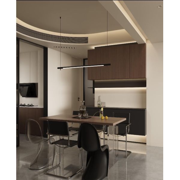 Italian Minimalist Light & Dark Wood Living-Dining Custom Cabinet