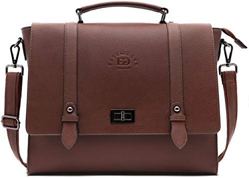 EASEGAVE WOMEN'S 17 INCH LAPTOP BRIEFCASE, VINTAGE PURPLE SAFFIANO ECO-LEATHER, MULTI-COMPARTMENT, 3 LB WEIGHT CAPACITY