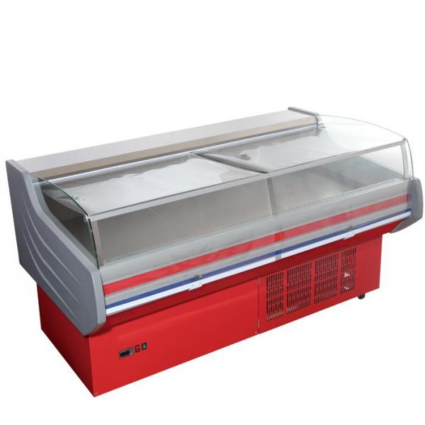 Open Front Deli Display Refrigerator Red Light For Butcher