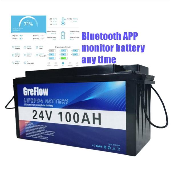 Smart BMS 24 Volt Lithium Iron Phosphate Deep Cycle Battery For Marine RV