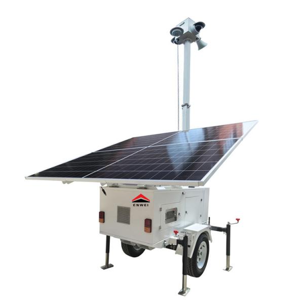 Solar Surveillance Security Camera Trailer Solar Light Tower For Outdoor Night Lighting