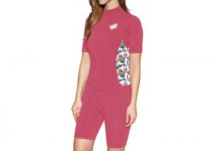  Pink CR Neoprene Short Sleeve Rash Guard / Female Surf Suit Anti - UV Manufactures