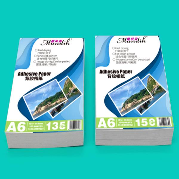 Super White A6 135g 150g Self Adhesive Glossy Photo Paper