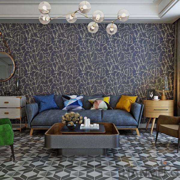 High-end Household Wallpaper Decor Black Color Plant Fiber Bronzing Process