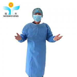 China EO Sterile Disposable Surgical Gown 50gsm With Knitted Cuff on sale