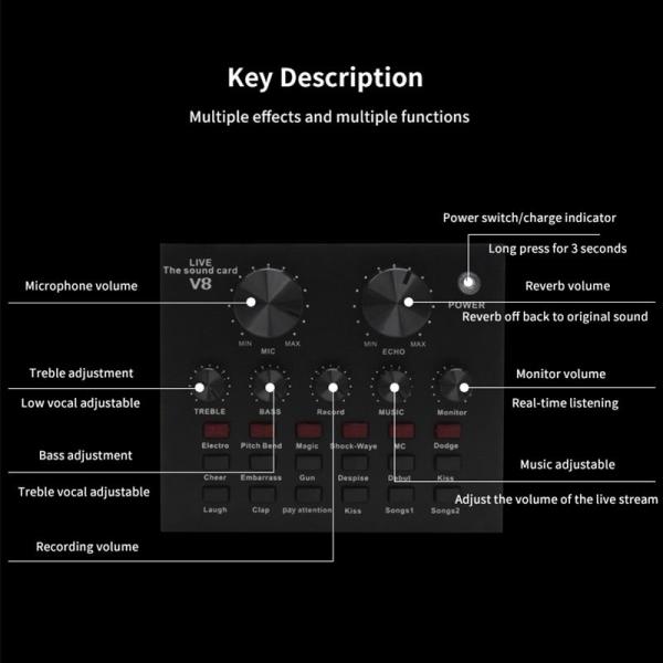 ROHS Studio Recording 3.5mm V8 Audio Technica Sound Card