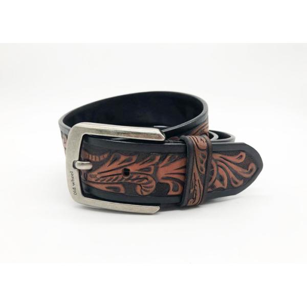 Vintage Cowhide Genuine Leather Belts / Men's Western Tooled Embossed Leather Waist Straps