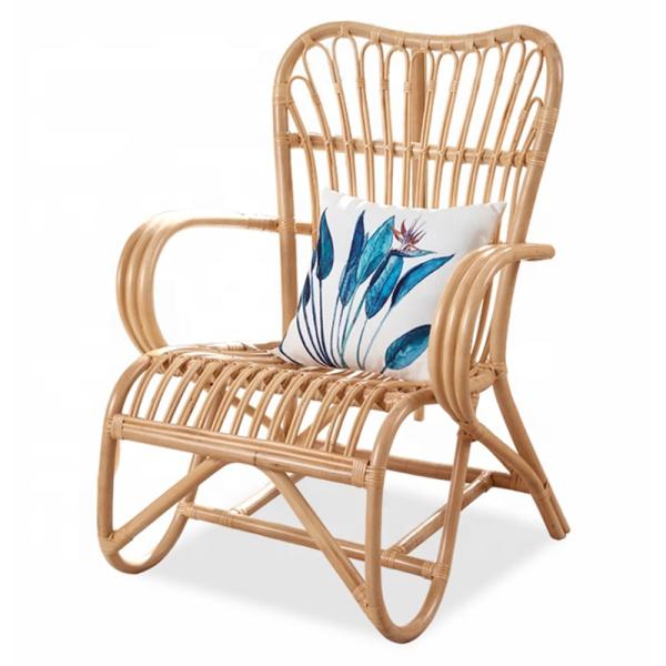 Hand Made Natural Rattan Cane Wicker Lounge Chair Steel Frame