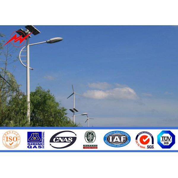 Road Powder Coating Solar Street Lighting Poles 5mm Thickness With Single Bracket
