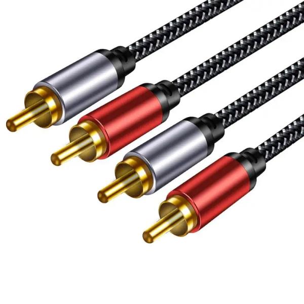 Copper Hi-Fi Dual Shielded OFC 2RCA Male To 2RCA Male Stereo Subwoofer Speaker Amplifier Audio Cable M/M