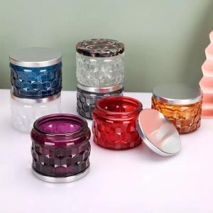  Mosaic Honeycomb Embossed Empty Glass Candle Jars 4OZ 120ML Candle Container For Wedding Party Manufactures
