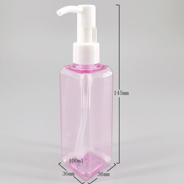 PET Clear Purple 3.5oz 100ml  Square Flat Lotion Bottle