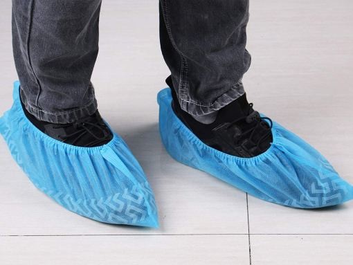 Medical Consumable Disposable Shoes Cover , Blue PE CPE Plastic Shoe Cover