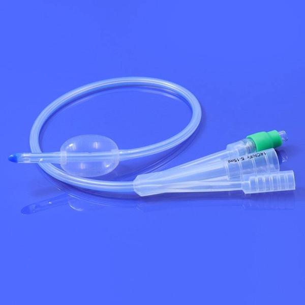 Sterile Triple-Lumen Silicone Catheter with Hydrophilic Coating