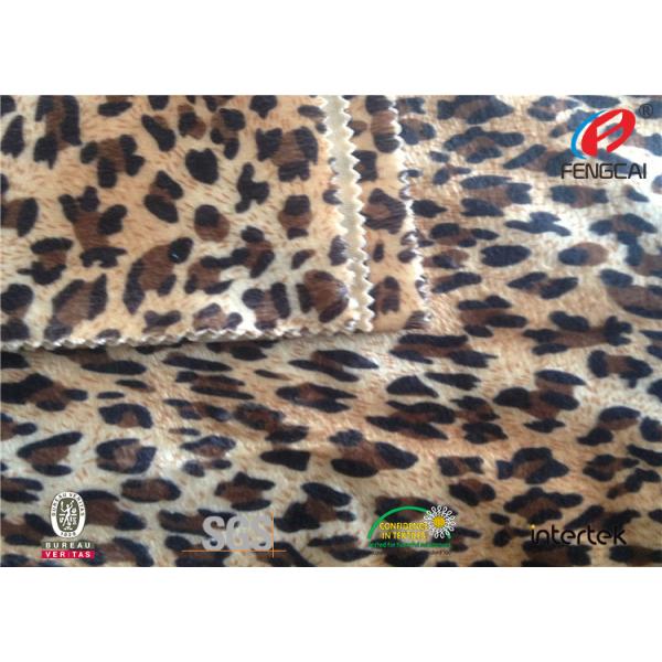 Waterproof Leopard Print Velvet Fabric , Velvet Furnishing Fabric Custom Pile Height