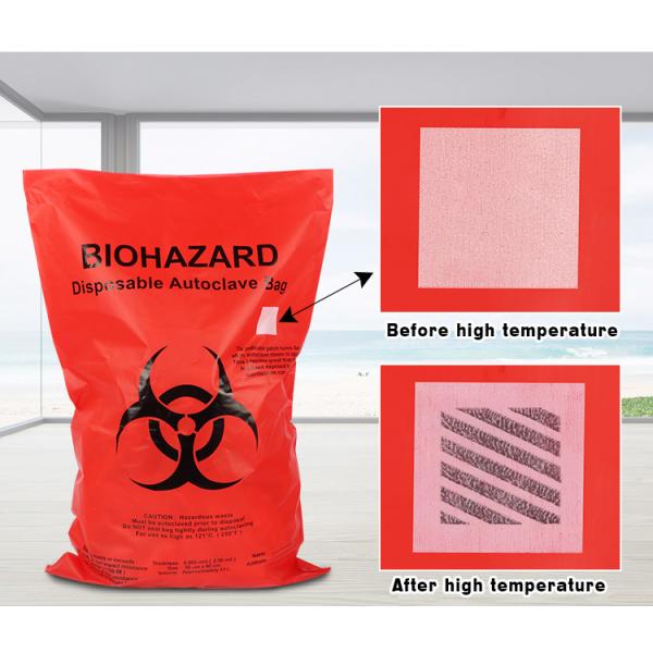 Custom Autoclave ISO9001 Red Medical Waste Bags 65MIC LDPE HDPE
