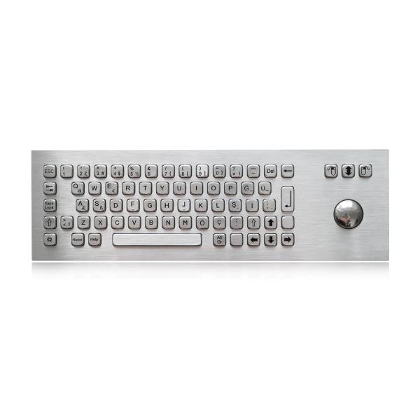 69 Keys Compact Format  IP65 Panel Mount Keyboard With 38mm Trackball USB Interface