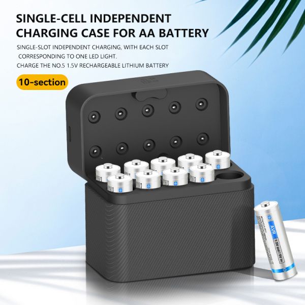 1.5V AA Rechargeable Lithium Battery Charger Kit with 1000+ Charging Cycles, Eco-Friendly and Explosion-Proof Technology
