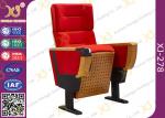 Red Fabric Cover Stadium Theatre Seating Chairs With Drink Holder / Folded Movie