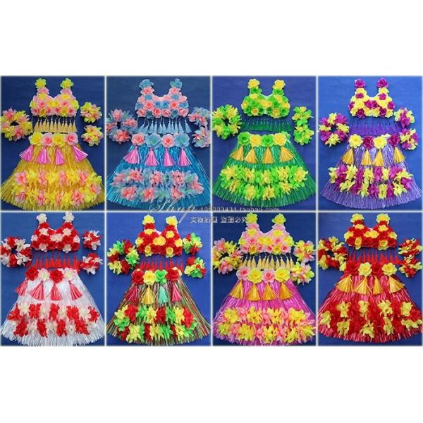 hawaii hula dance skirt sets girls ladies women's grass skirt for beach festival party