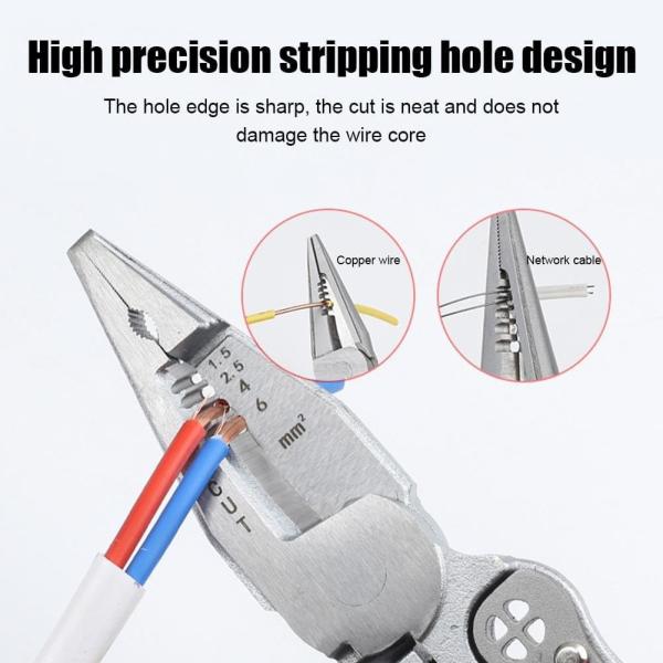10-in-1 Wire Stripper with Current Measurement, Wire Stripper for Cutting and Pulling Wires, Wire Stripper, Voltage Tester Pliers, Cable Shears for Scraping and Pressing Wires Nickle Finishing