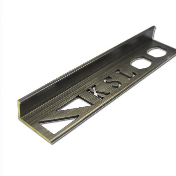 L Shape Brushed Brass Tile Trim 10mm Connective Strip ISO9001