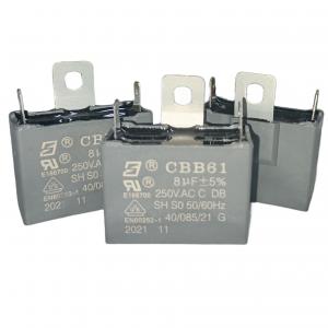  CBB61 250V 8.0mfd Air Conditioner Capacitor With Straight Iron Ear Manufactures