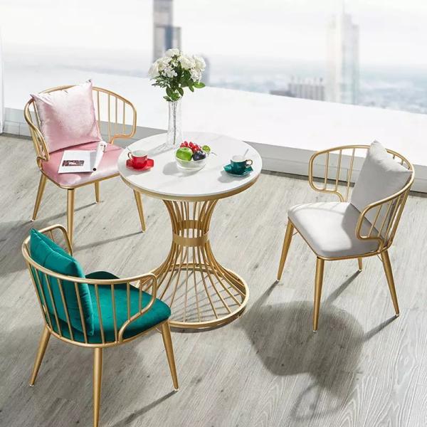 Dust Proof Wedding Party Gilded Chairs 21.5 Inch Length Outdoor Bistro Furniture
