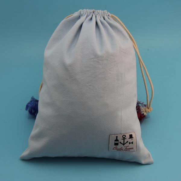 Soft Large Dust Bag For Dresses , Embossing White Cotton Drawstring Bag