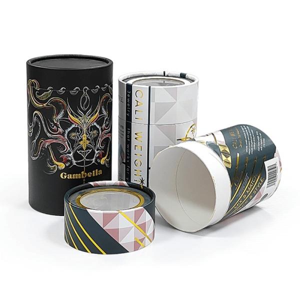 Custom Logo Round Cylindrical Canister Cardboard Cylinder Box For Cosmetic