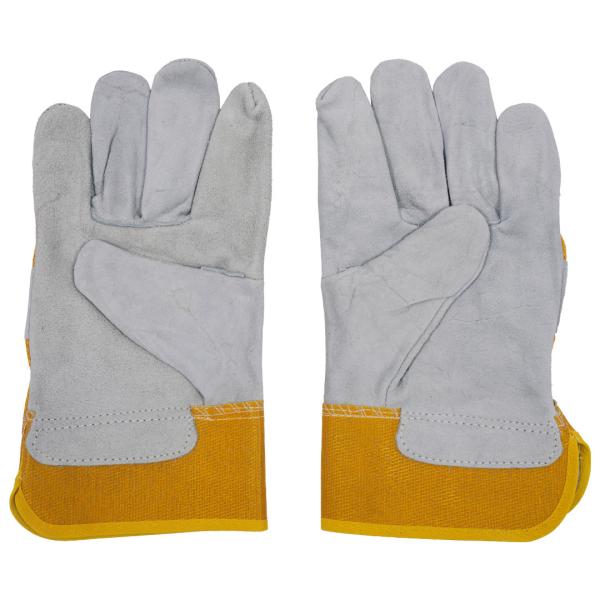 Custom Logo Safety Working Leather Gloves Washable Yellow Split Cowhide Gloves