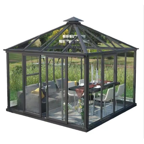 Waterproof Aluminum Frame Glass House Prefab Greenhouse with Customized Size Features