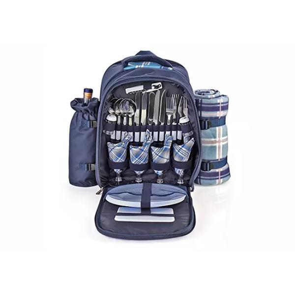 ISO9001 Polyester Camping Storage Bag , Waterproof Picnic Basket Set Backpack