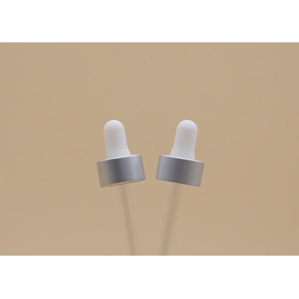 Aluminum Matt Silver Glass Oil Dropper 20 / 400 With White Silicone Teat