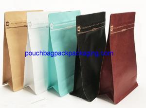  Block Square Flat Bottom bag, custom printing, with valve for coffee Manufactures