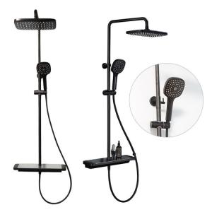  Hot Water Shower Head Faucet Black Shower Set Stainless Steel Bathtub Faucet Manufactures