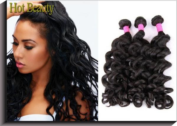 Quality Brazilian Unprocessed Human Hair Bundles Big Curl Natural Black Full And Thick for sale