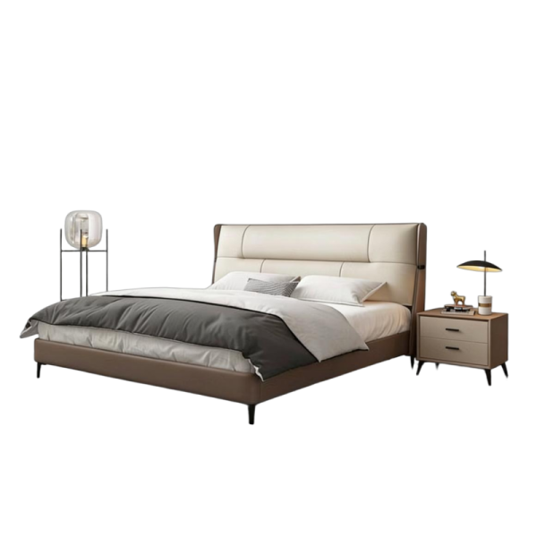 Comfortable Soft Genuine Leather Bed for Master Bedroom
