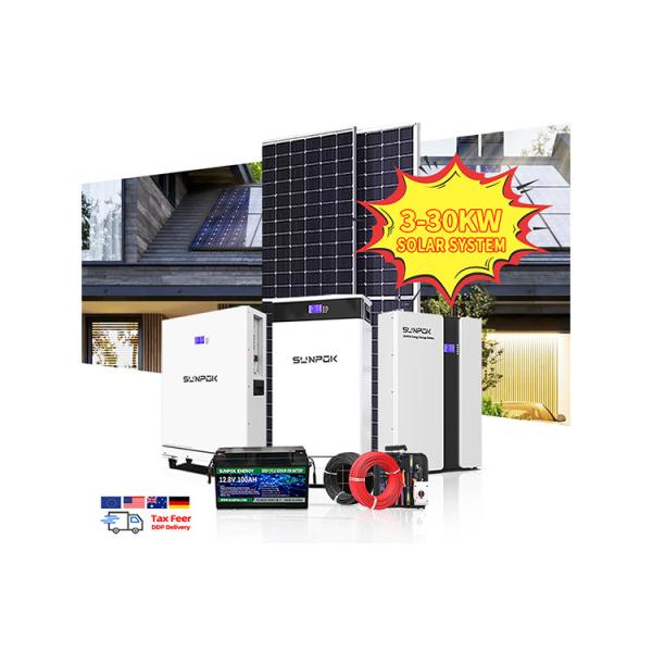 Hybrid 6kw 8kw 10kw 12 Kw 20kw Solar System Solar Panel 10kw System Lithium Battery 48v 100ah For Solar System