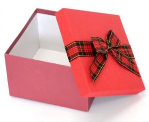  Grey Cardboard Custom Paper Gift Box With Ribbon Bow , Gift Packing Box Manufactures