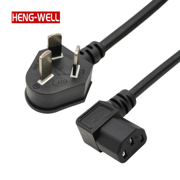 HENG-WELL Right Angle IEC320 C13 Extension Plug Cable 3-Pin Power Cord with CCC Certificate for Computer Use