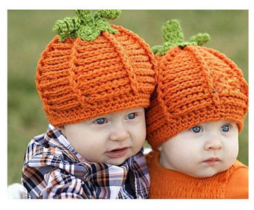 Pumpkin baby hat cap 2pcs rare cotton  Baby Photography Prop  Crochet Hats