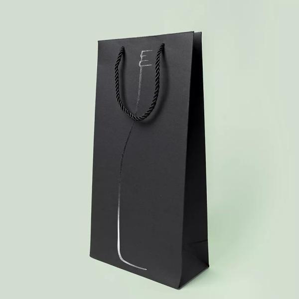 Recycled Kraft Black Paper Carrier Bags Customized Patone Color