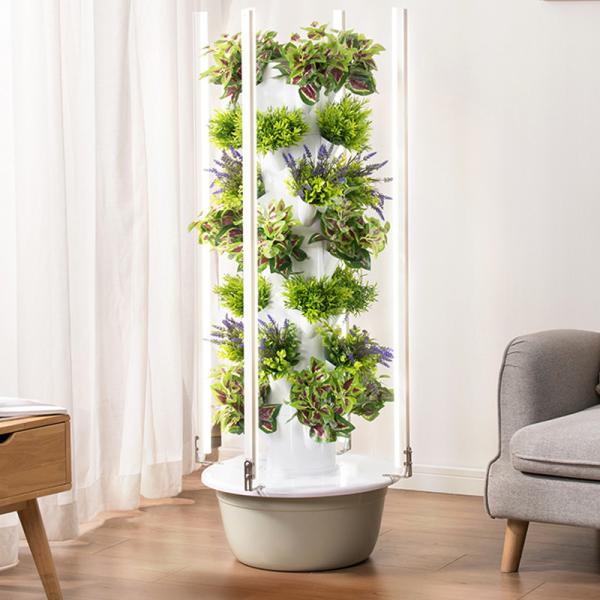 Indoor Garden 5 Layers Petal Soilless Hydroponic System Grow Tower With LED Light