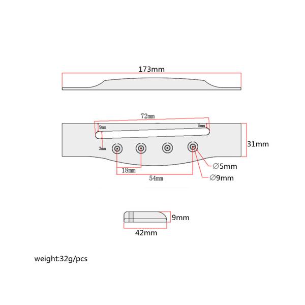 Replacement 4 String Bass Guitar Bridge Ebony Acoustic Guitar Bridge Black