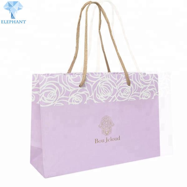 Portable Kraft Paper Bags With Rope Handles Glossy Lamination