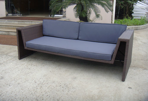 Double Seat Cane Lover Sofa , Washable Synthetic Rattan Couch
