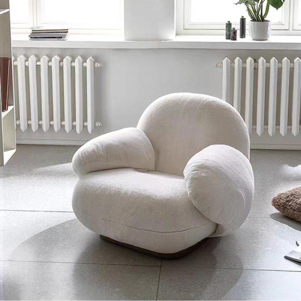 Fur Pumpkin Leisure Lazy Sofa Chair Unwind Flannel Fabric Stainless Steel Bottom