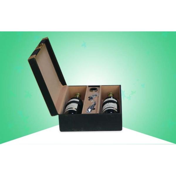 Upscale / Noble Paper Packaging Boxes , Wine Wooden Gift Box With Golden Velvet Effect