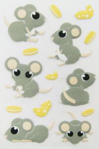 China Multi Colored Funny Puffy Animal Stickers For Boys Fancy Cartoon Mouse Shape on sale